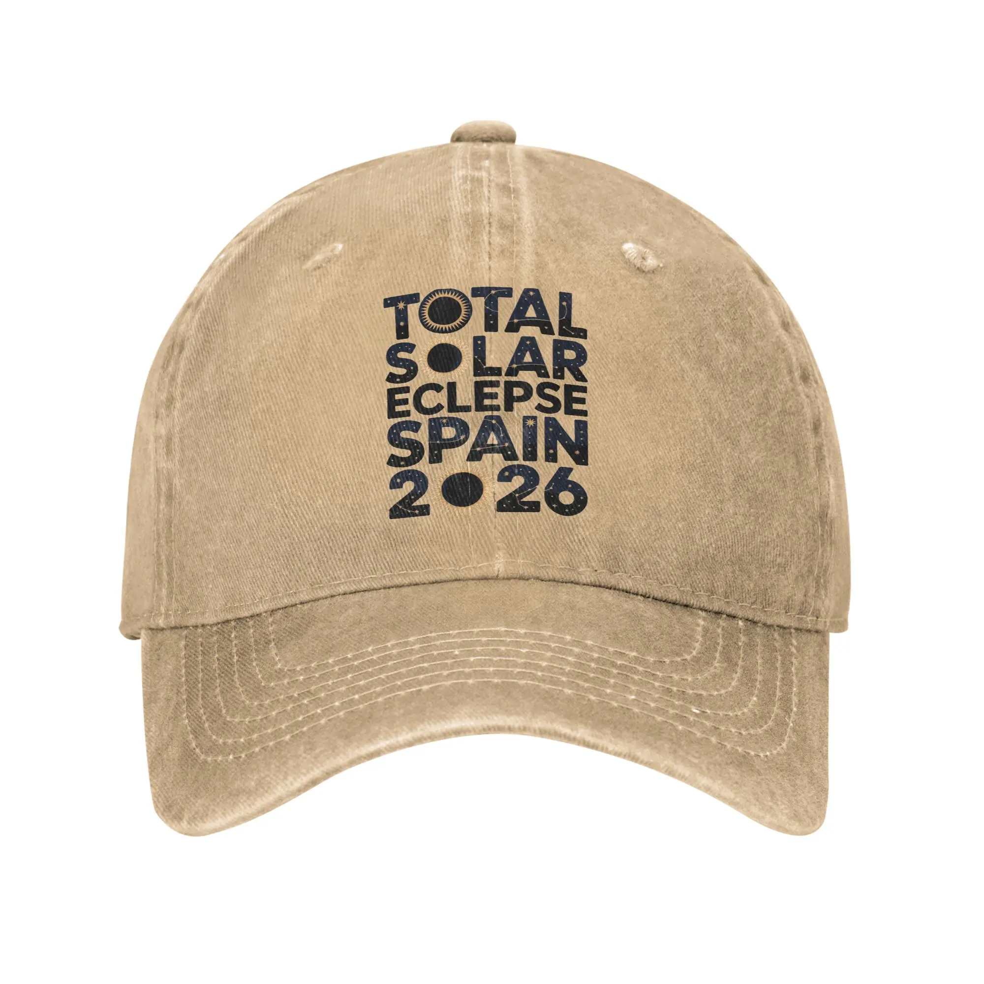 Spain Total Solar Eclipse 2026 Baseball Cap Casual Distressed Denim  Snapback Cap Unisex Style Summer Adjustable Hats Cap