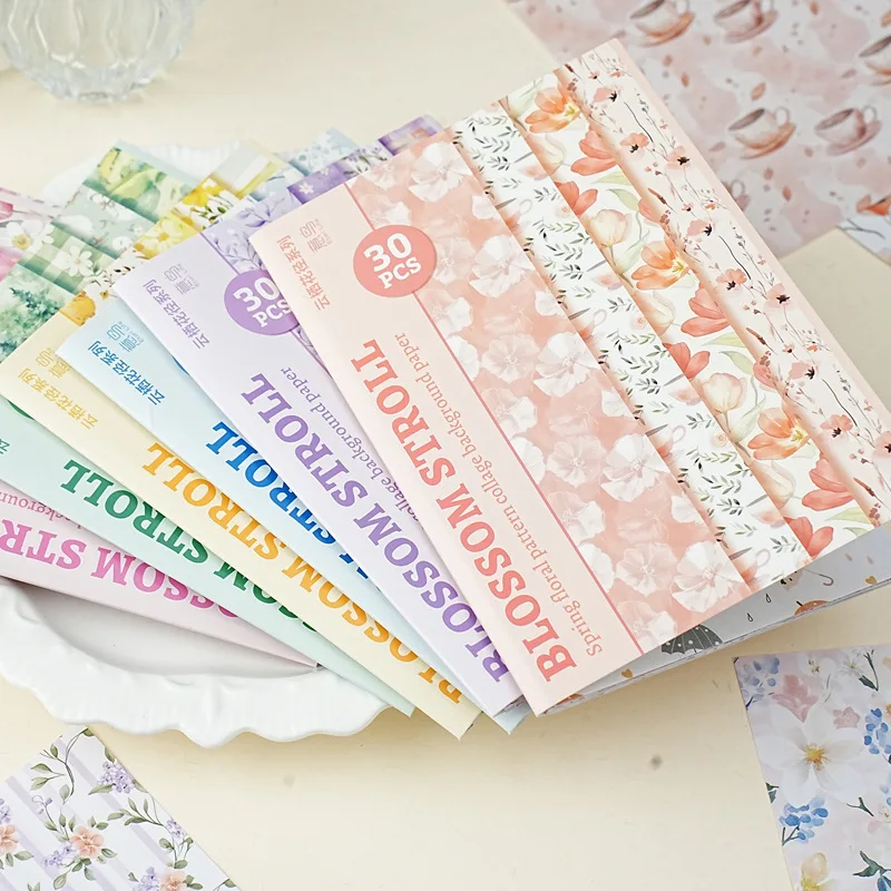 

30 шт. винтажной бумаги с цветочным узором для создания фотоальбомов, скрапбукинга, дневников, художественных поделок и декора