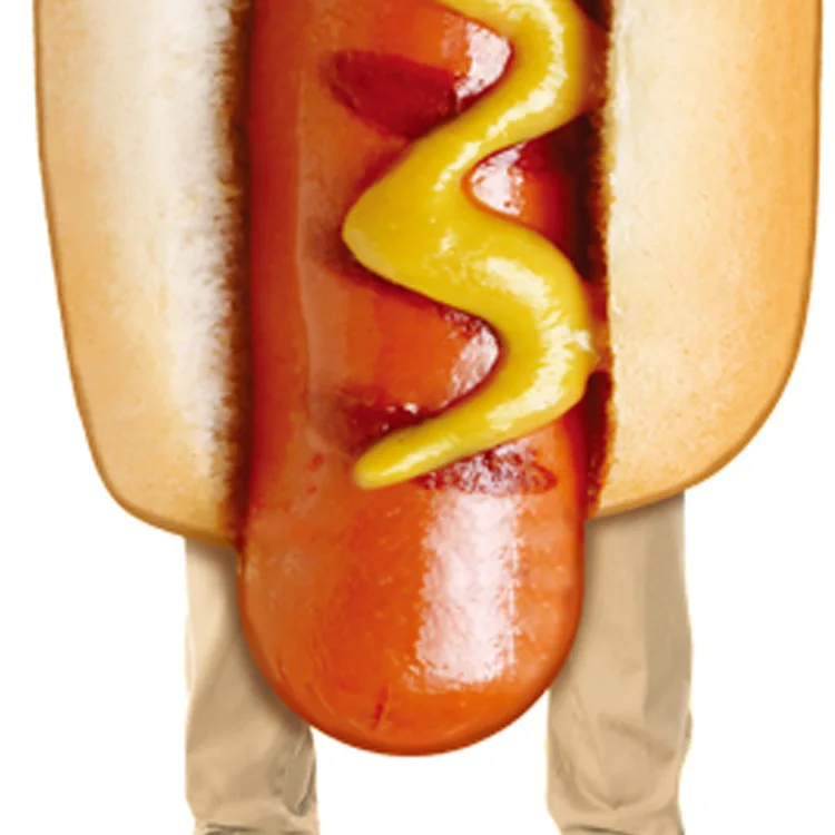 Kostium Hot Dog na Halloween dla dorosłych, zabawny strój fast food na występy sceniczne, imprezy i rozrywkę, tradycyjny strój etniczny.