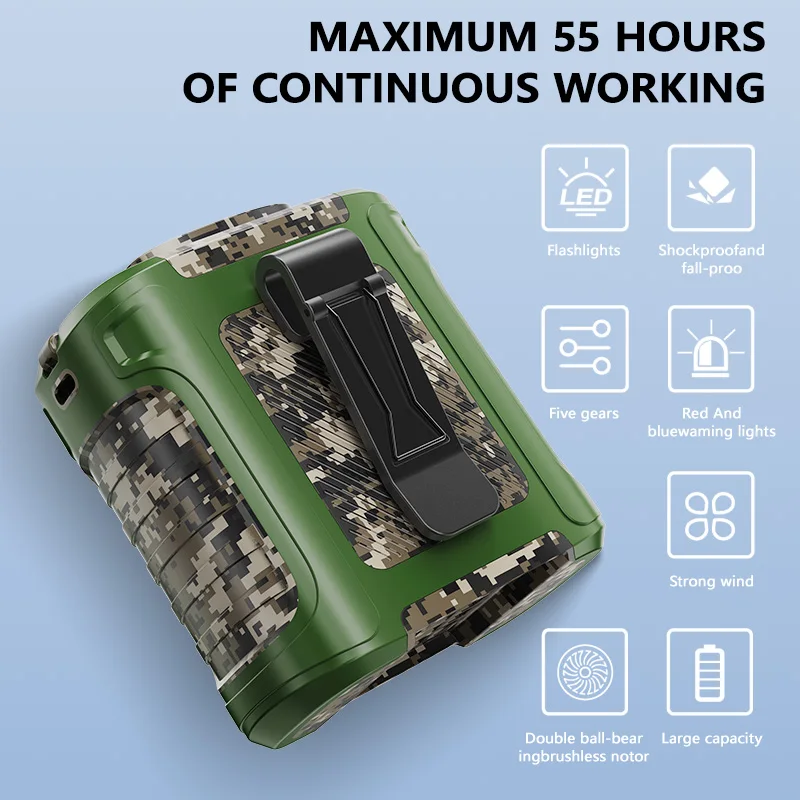 Solar Fan Hat & Waist Clip Fan, Rechargeable Lithium Battery Outdoor Camping Portable Cooling Fan