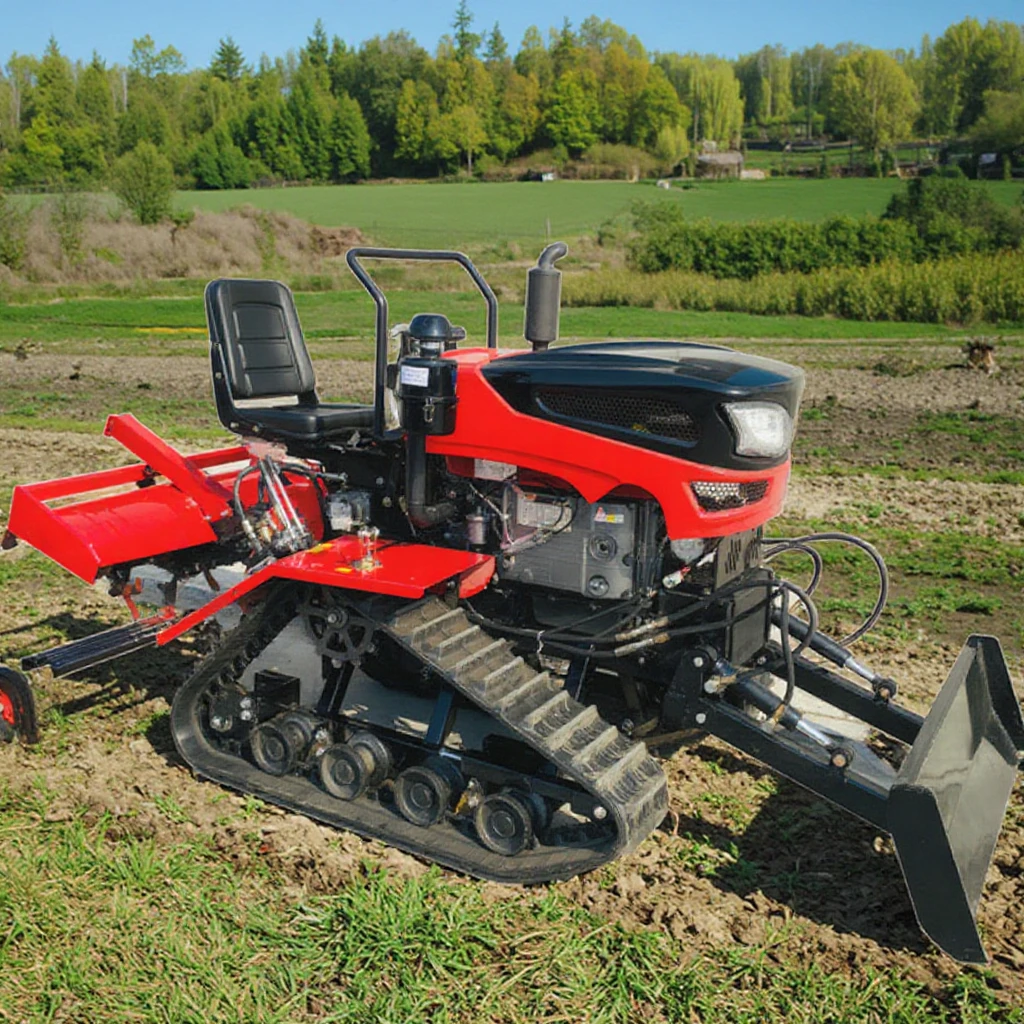 Popular Mini Rotary Tiller 25hp Hand Diesel Engine Amphibious Crawler Rotary Tiller Garden Farm Rotary Tiller With Plough