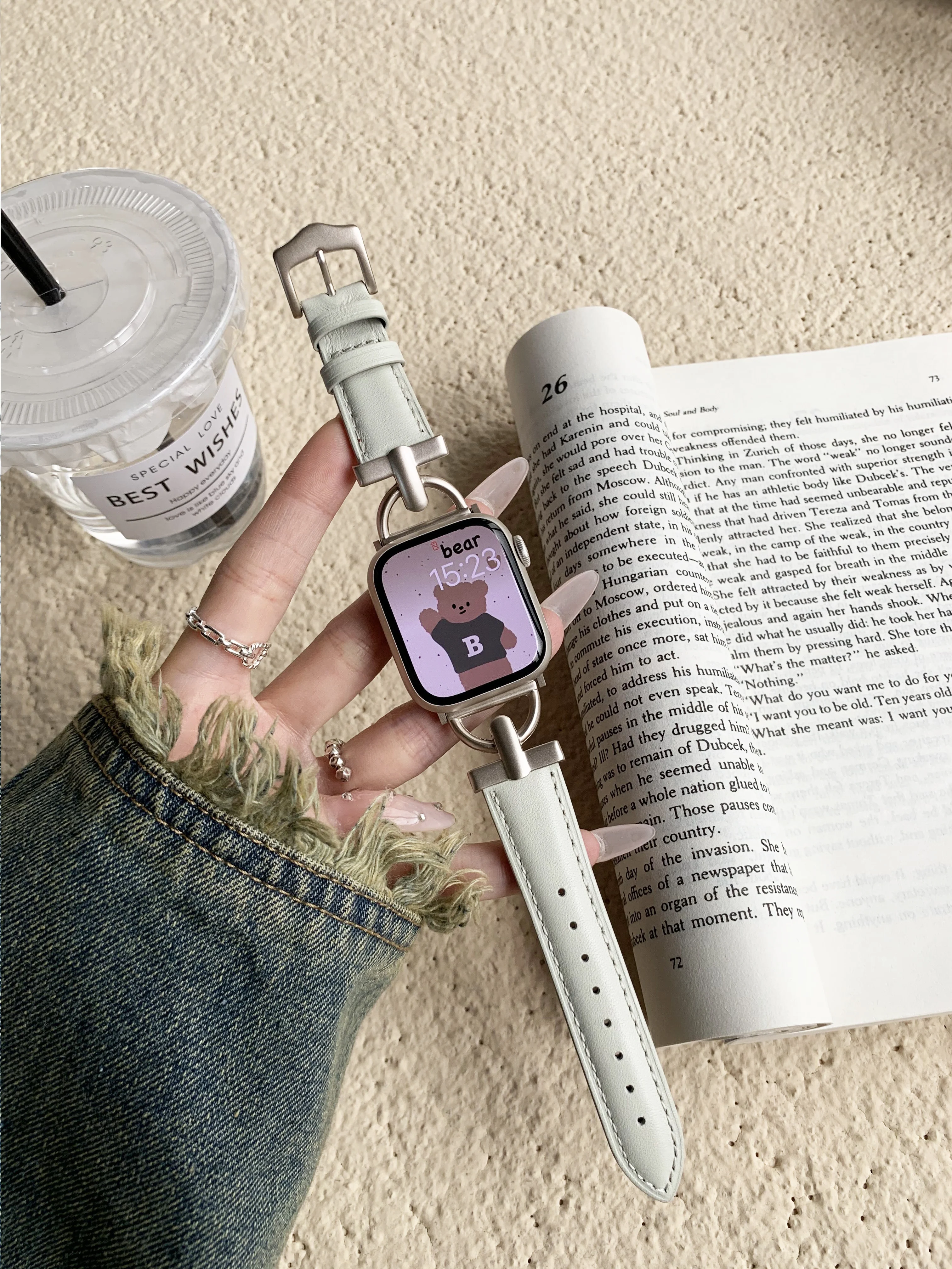 Кожаный ремешок для Apple iWatch band 44 мм 45 мм 49 мм, аксессуары для часов 8 Ultra 49 мм D-образной формы