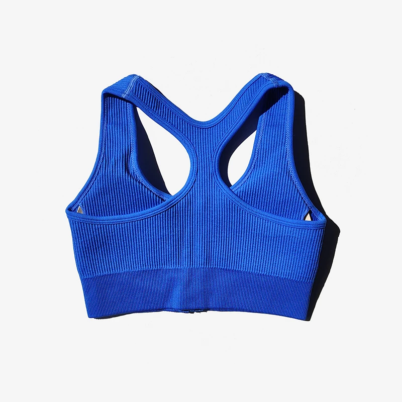 Sujetador deportivo de Top con cremallera corta para mujer, ropa deportiva para Fitness, gimnasio, correr, Push Up, Yoga, entrenamiento