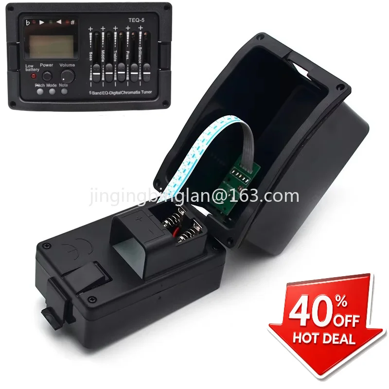 Manufacturer supplied TEQ-5 original sound guitar EQ preamp 5 band EQ equalizer pickup with chromatic tuner LCD black