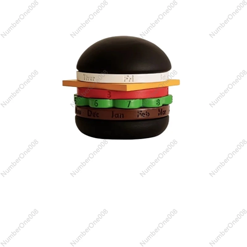 CMYD Original Design Creative Hamburger Perpetual Calendar Rotatable Calendar Object Gift Bedroom Desktop Decoration Ornament