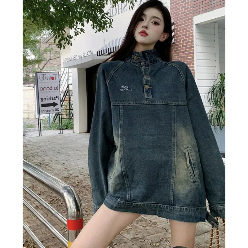 

Ladies' New Retro Denim Jacket Women's Spring Autumn Temperament Joker Casual Jacket Women's Denim Jacket Temperament Jacket