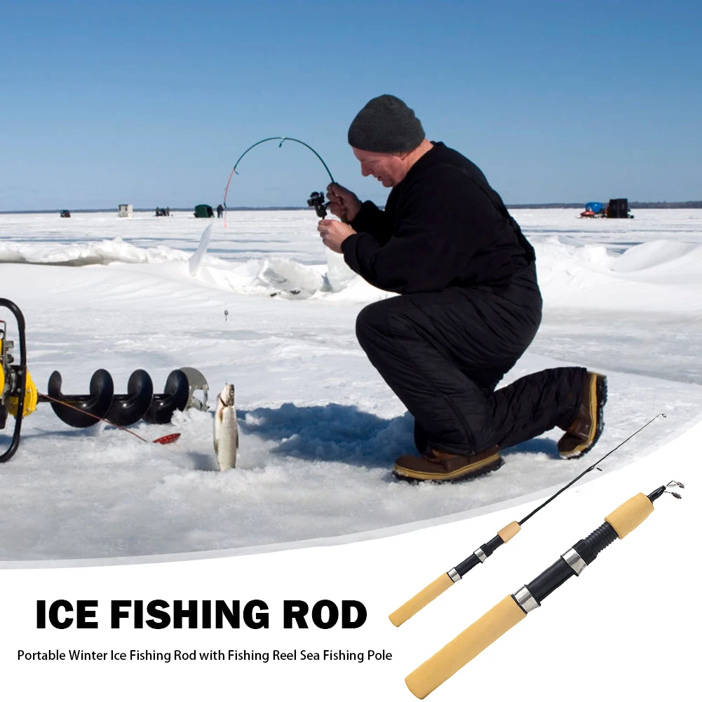 

0.6/0.8/1m Fishing Rod Combo Portable Ice Fishing Rod with Fish Reel Winter Ocean Lake River Pond Stream Fish Pole