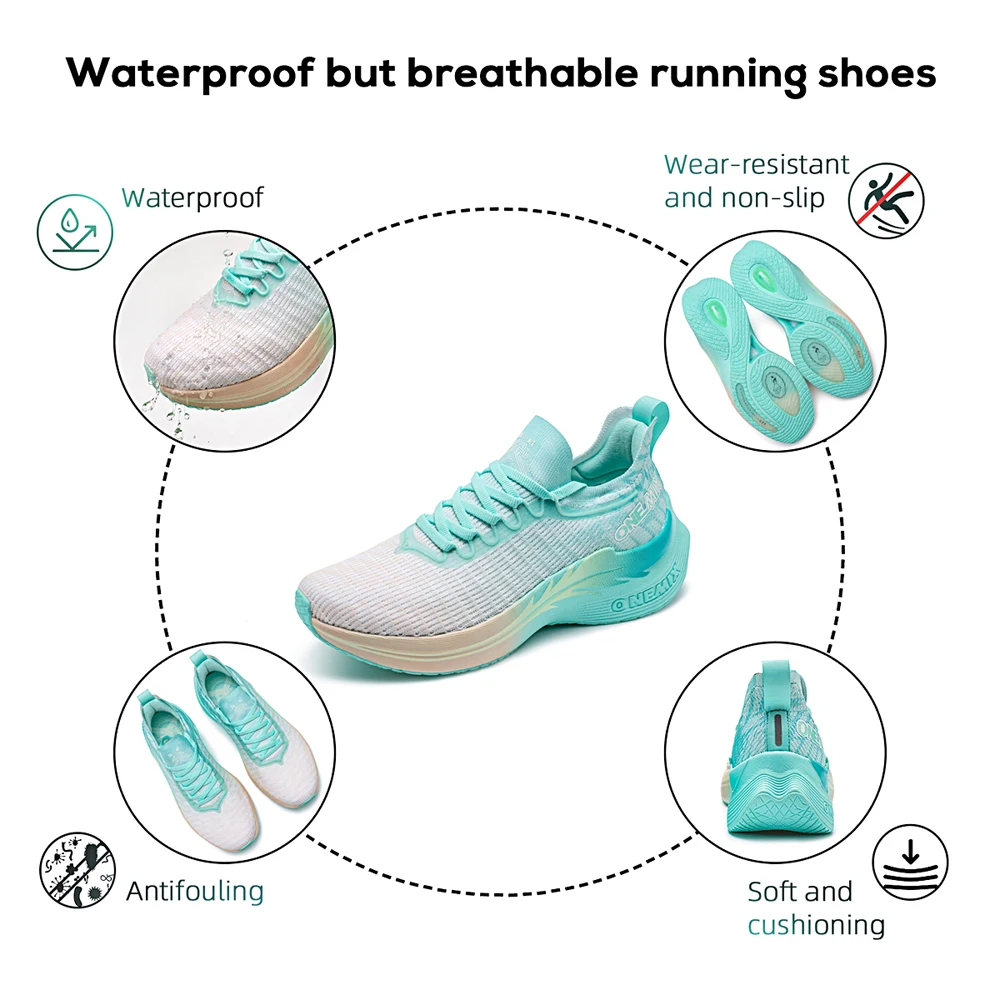 ONEMIX Professional Running Shoes For Men Breathable Athletic Training Sport Shoes Outdoor Waterproof Skid-Proof Stink Sneakers