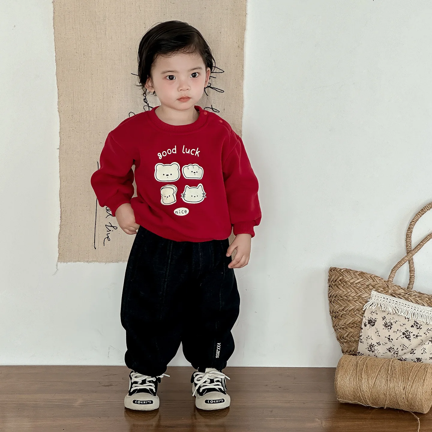 

Winter Children Baby Girls 2PCS Set New Cartoon Printed Ins Toddler Girls Sweatshirt+letter Mid Waist Infant Newborn Girls Pant