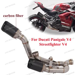 Slip On For Ducati Panigale V4 V4S Streetfighter V4 V4S 2018-2024 Motorcycle Escape Exhaust V4 Middle Pipe V4 Exhaust Stainless