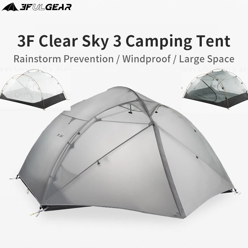 

3F UL GEAR Qingkong3 Outdoor Camping Travel Lightweight Double Layer Tent 3~4 Persons Hiking 15D/210T Waterproof Tent With Mat