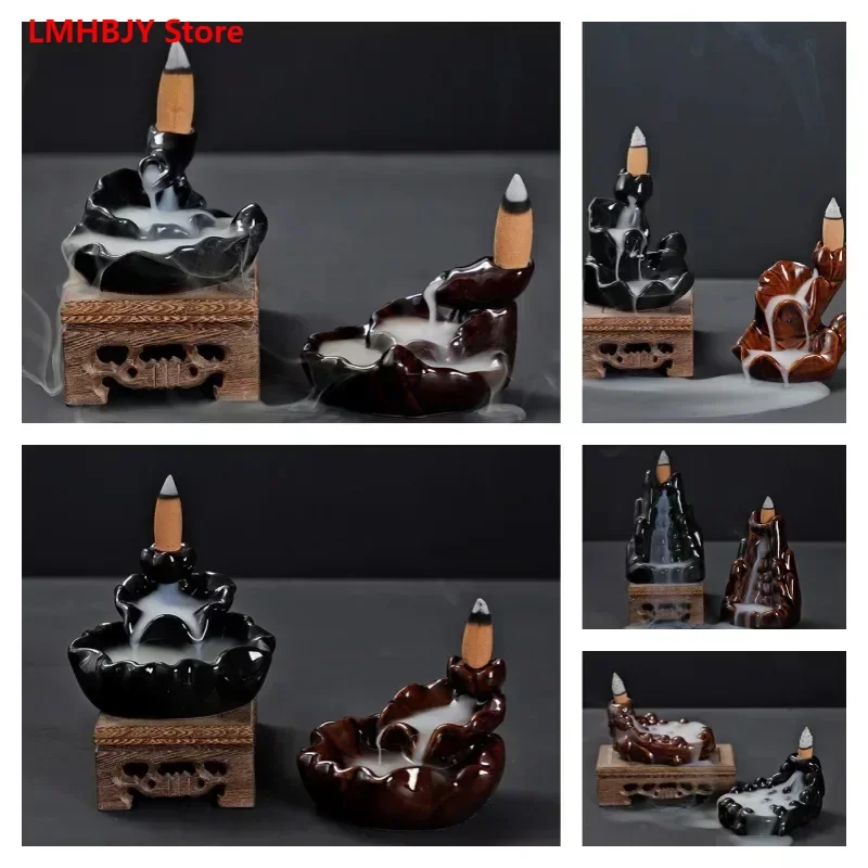 LMHBJY Small Ceramic Backflow Incense Stove Aromatherapy Stove Decorations Creative Bergamot Indoor Home Fragrance