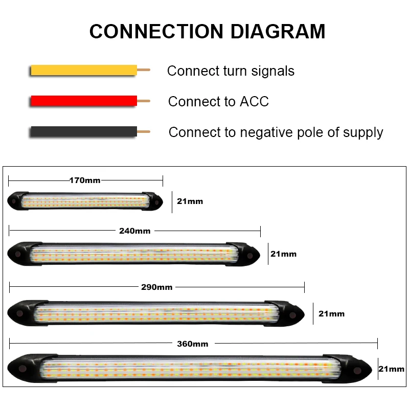 2Pcs/Set 12V Flexible DRL LED Strip Turn Signal Lamp Yellow Auto Flowing Daytime Running Light for LADA Headlights Car Accessory