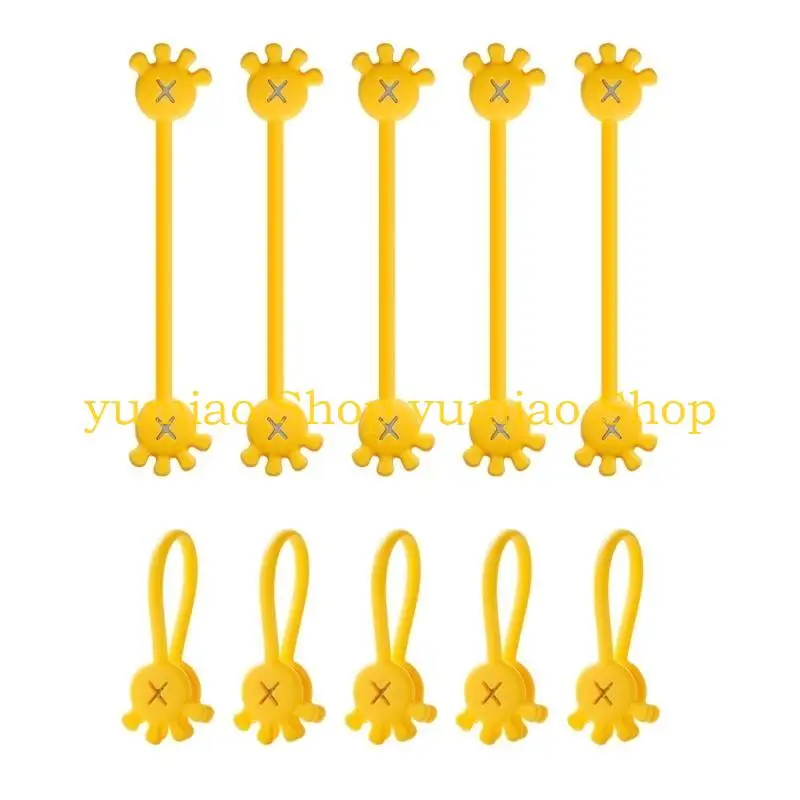 587B 10Pcs Cable Ties Multipurpose Silicone Magnet Cord Ties for Home Travel