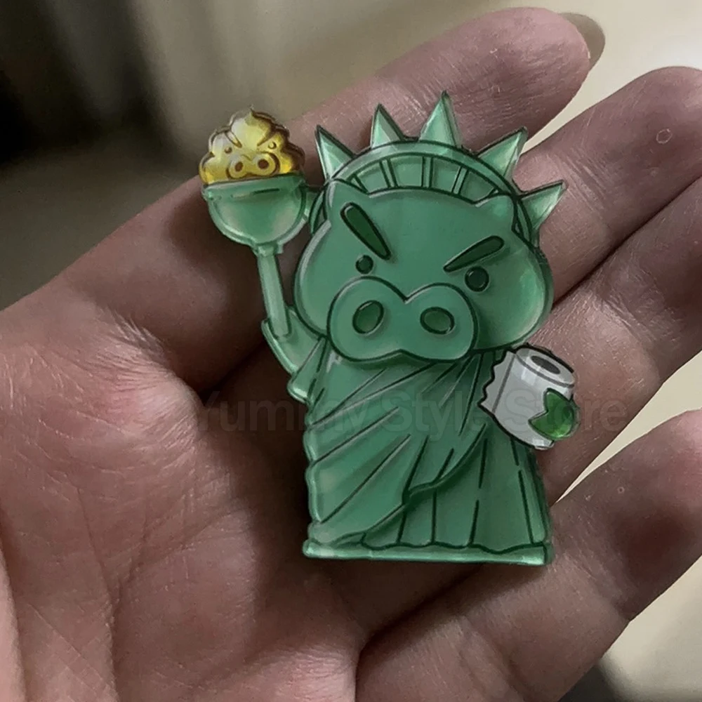 Lustiger Acryl-Kühlschrankmagnet mit Crayon Shin-chan Butadzuraemon und der Freiheitsstatue als Motiv, magnetischer Aufkleber zur Kühlschrankdekoration – Detail 5