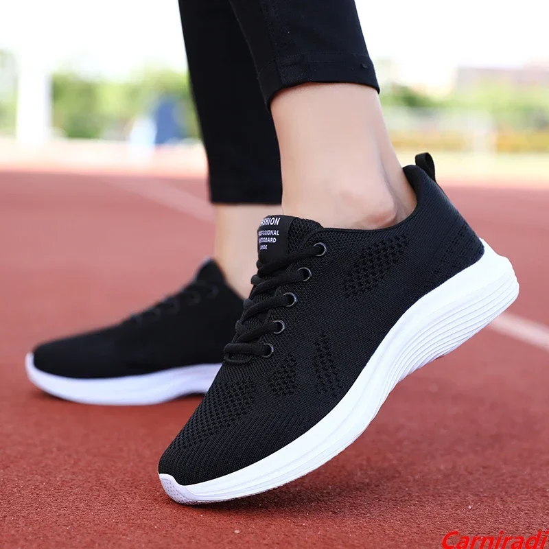 High Quality Flying Weave Athletics Running Shoes Women Breathable Non-Slip Casual Sneakers Ladies Flat Soft Sport Jogging Shoes