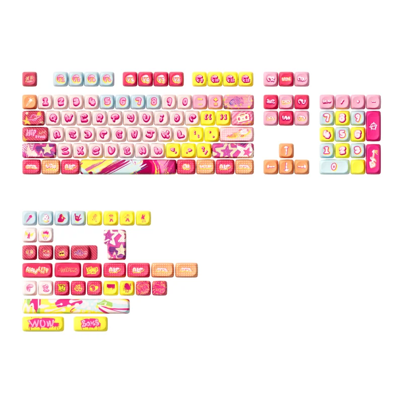 akko original tema keycap grupo teclado mecanico teclado geral dye sub iso layout ansi interruptor mx perfil moa pbt 140 teclas 01