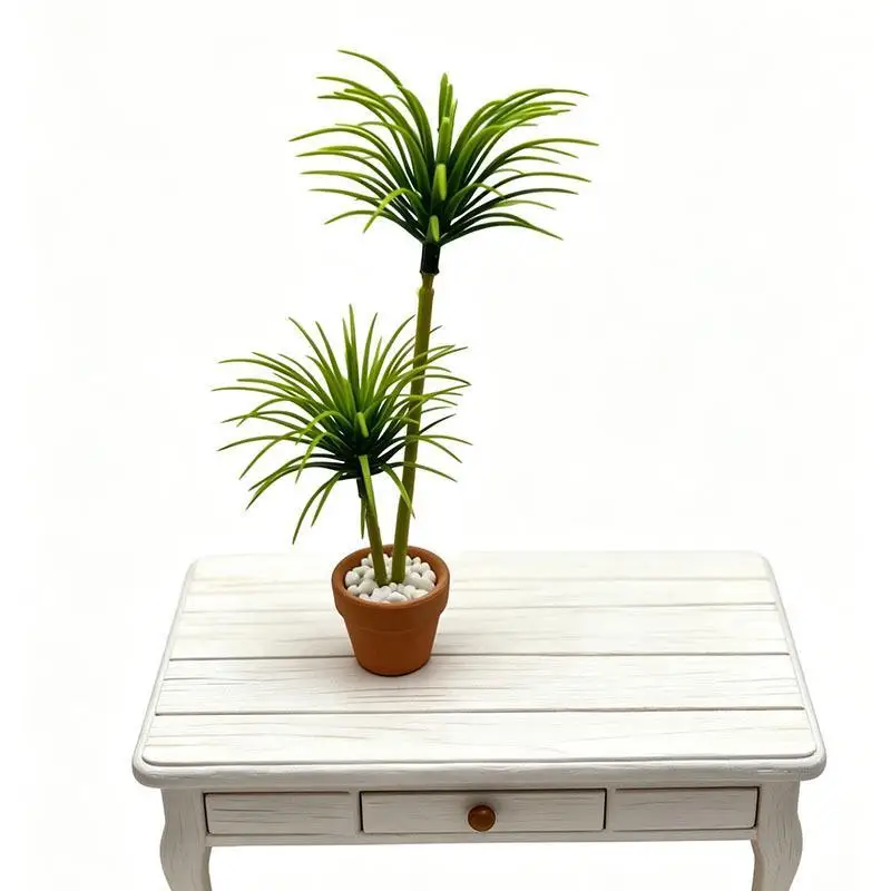 1Pcs 1/12 Dollhouse Pottery Pot Simulation Dragon Blood Tree Green Plant Potted