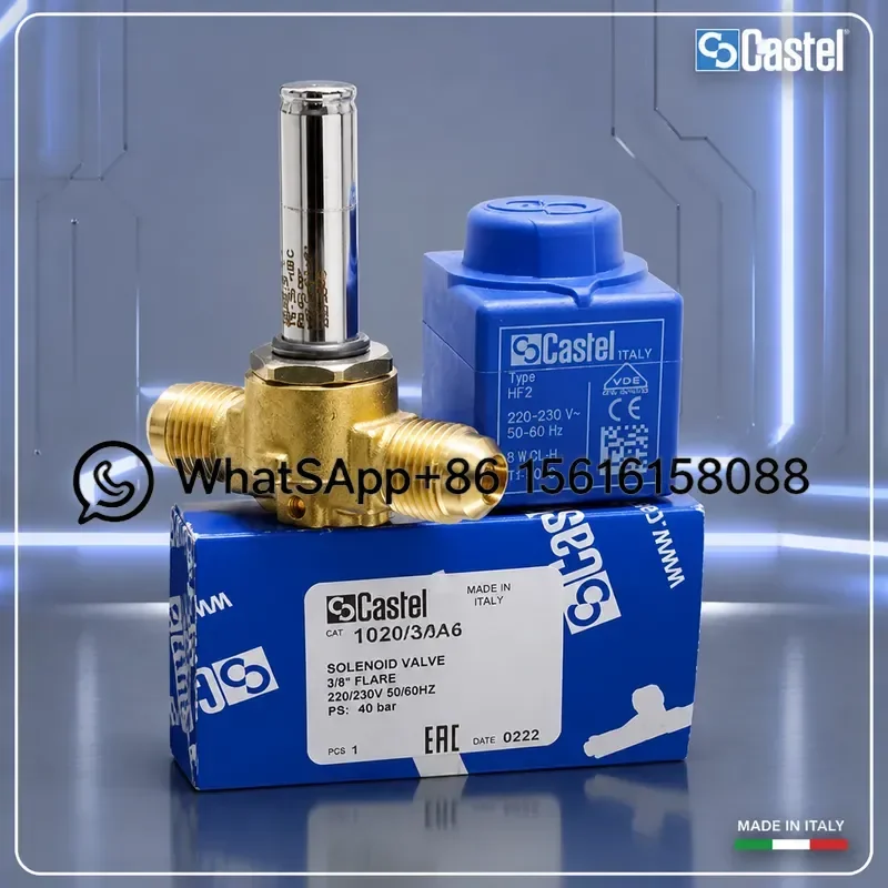Original Castel Castor Solenoid Valve 10mm 1020/3A6 Type HF2 Cold Storage Refrigeration Valve for Industrial Cooling System