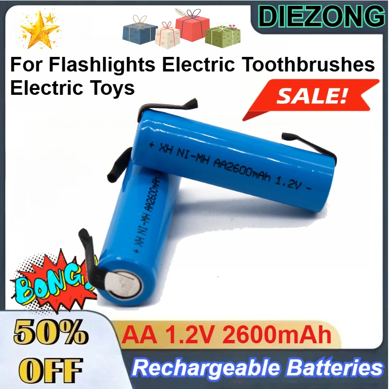 

AA NI-MH 1.2V 2600mAh Battery with Nickel Sheet for Flashlights Electric Toothbrushes Electric Toys Rechargeable Batteries