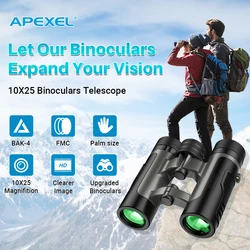 Apexel 10X25 Foldable Professional Binoculars Powerful HD Telescope Outdoor Travel Bird Watching Equipment Long Range FMC Lens