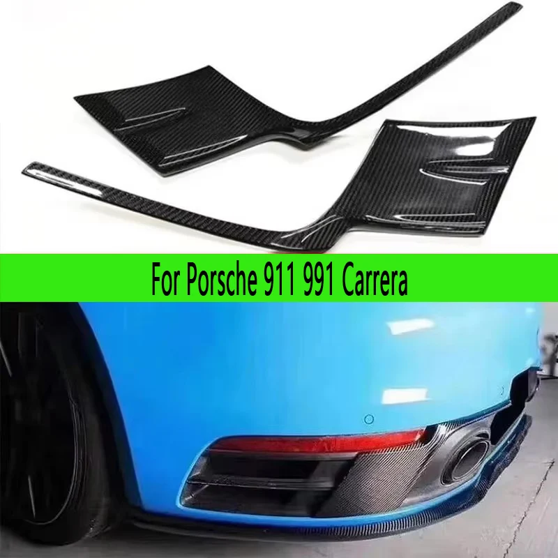 

For Porsche Carrera 911 992 Carbon Fiber Rear Bumper Side Spoiler Cover Car Boot Exhaust Guard Plate Splitter Body Kit