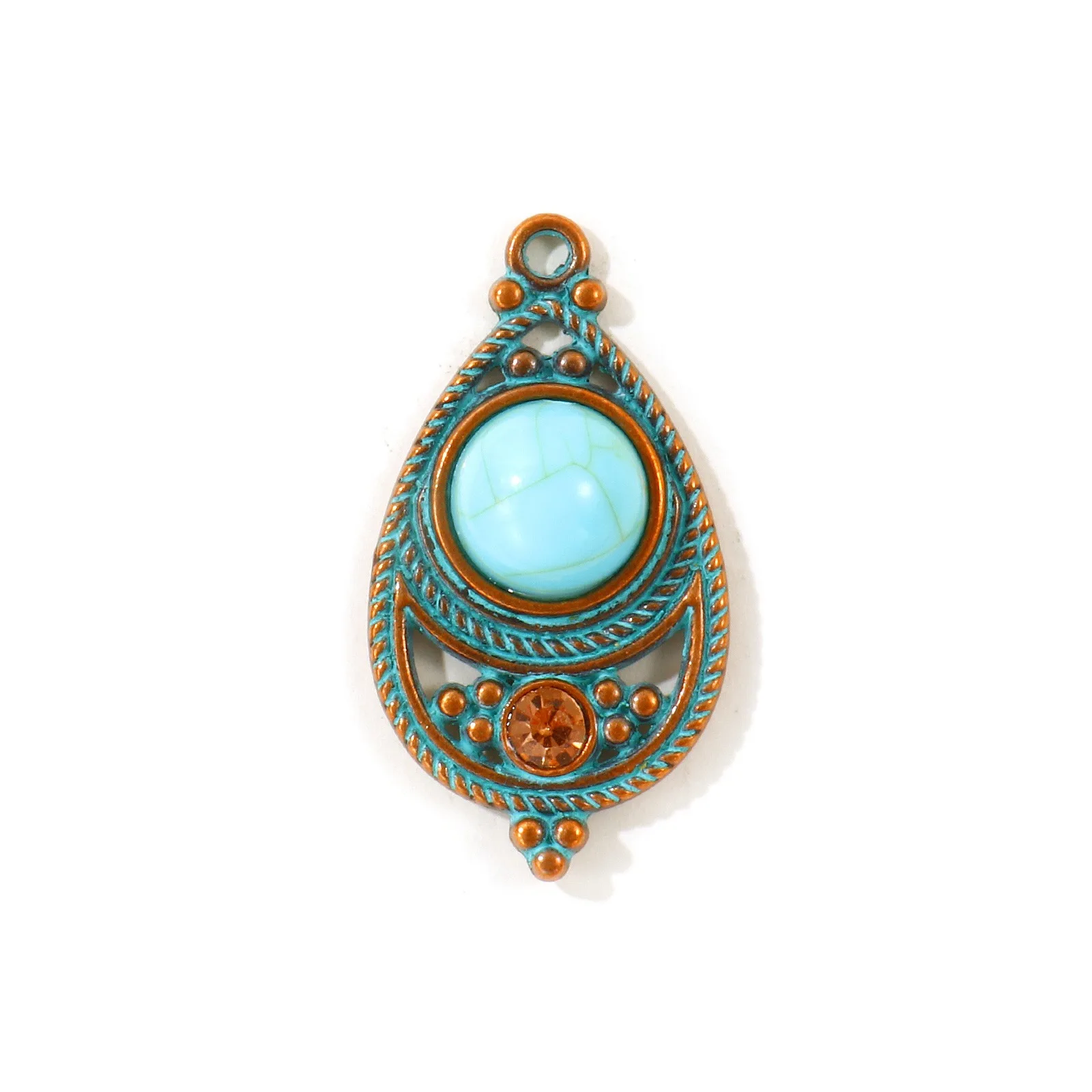 5 Stück Bohemia Anhänger Mehrfarbige Tropfen-Strass Zinklegierung Charms für Frauen DIY Halskette Ohrringe Schmuckzubehör 3,4cm x 1,8cm – Detail 6