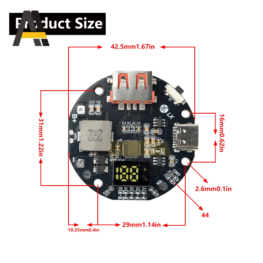 22,5 W batterie externe bidirectionnelle charge rapide Module d'alimentation Mobile carte PD/QC charge rapide