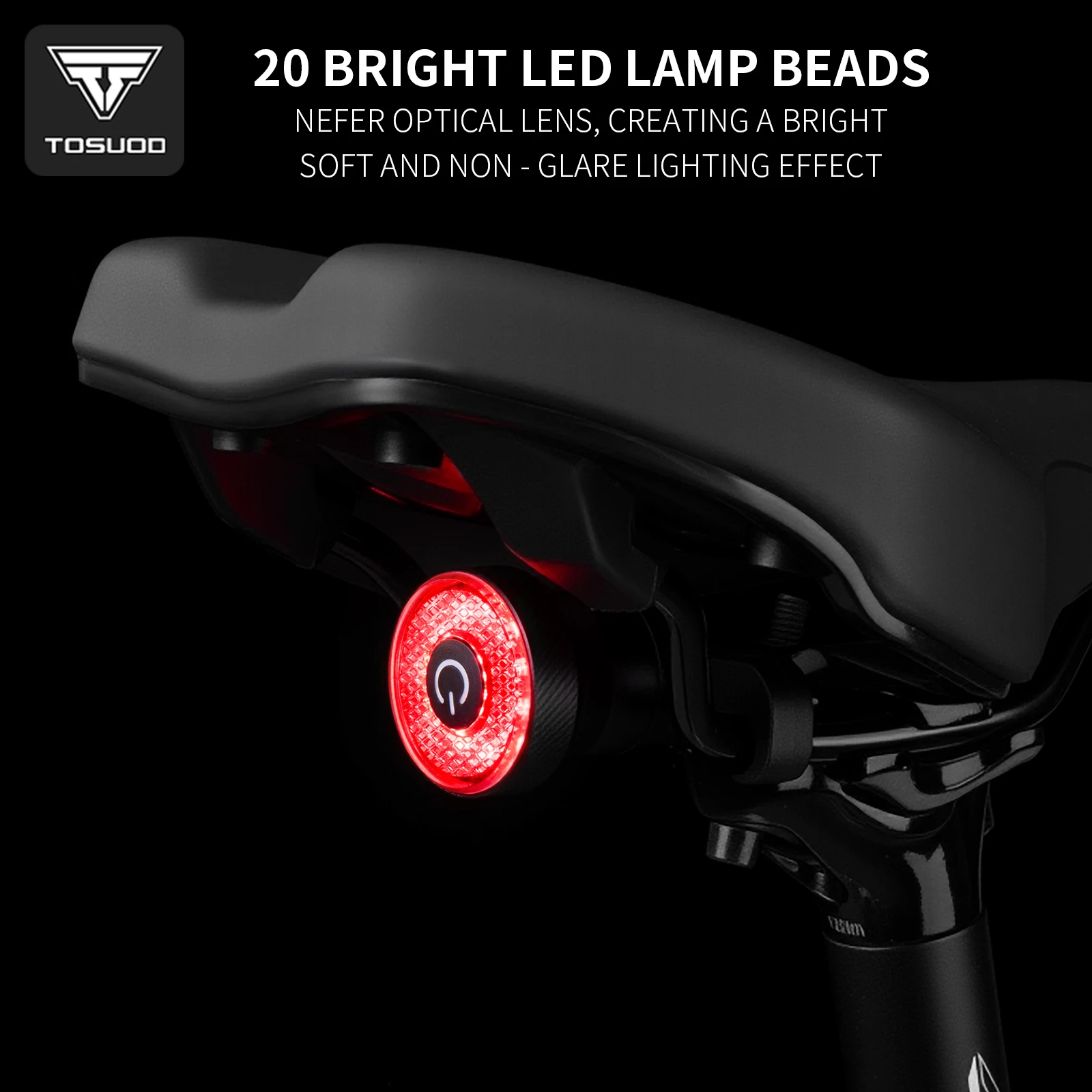 

Велосипедный фонарь TOSUOD из алюминиевого сплава, зарядка Type-C, 500 мАч, IP55, пыле- и водонепроницаемый, с датчиком торможения