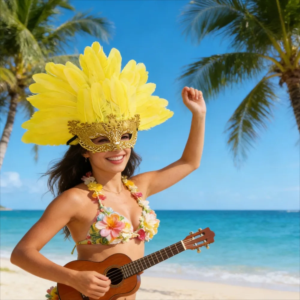 Media máscara festiva de lirio de plumas - Accesorio de disfraz de máscara de ojos para fiesta de baile de carnaval