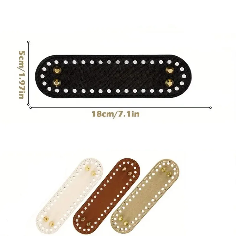 4Pcs DIY Hand-Woven Bag Bottom Pu Leather Yarn Knitted Bag Bottom Plate Luggage Base Accessories (18cm) S000517