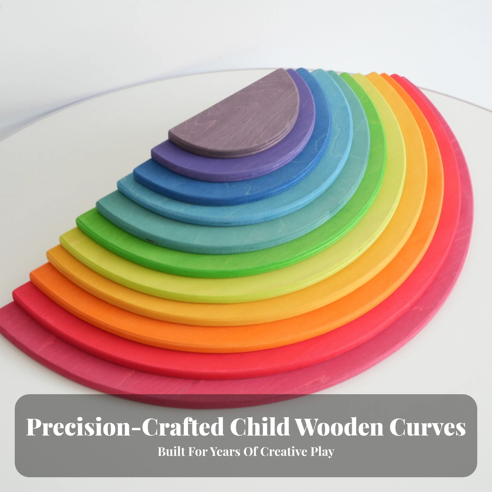 11 Pieces Wooden Arch Stacker Open-Ended Semicircular Stacking Blocks Wooden Rainbow Stacker Non for Toddlers, Playroom