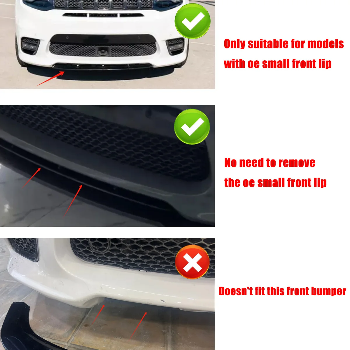 Untuk Jeep Grand Cherokee Trackhawk 2018-2021 /SRT 2017-2021 Aksesori Mobil Bibir Bumper Depan Kit Bodi Winglet Lengkungan Pemisah