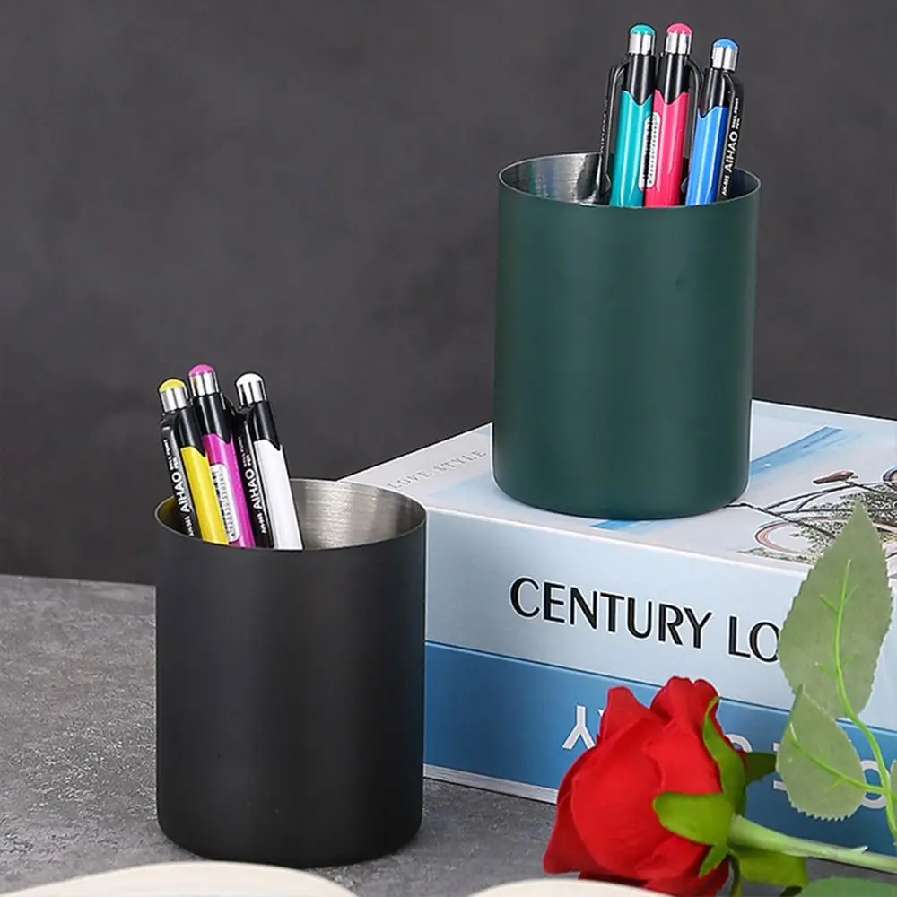1pcs Stainless Steel Pen Holder Thickened Multi-color Pen Container Desktop Organizer Makeup Brush Holder School Office