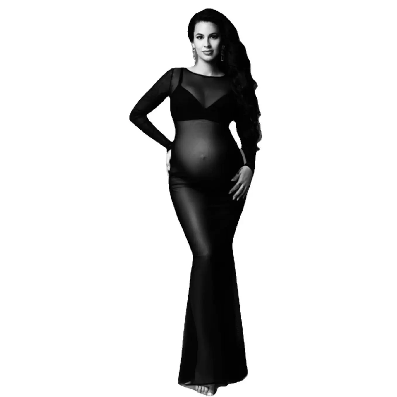 Maternity Dress Fashion Dress Photo Studio Photo Soft Net Tight Photo Clothing view 4