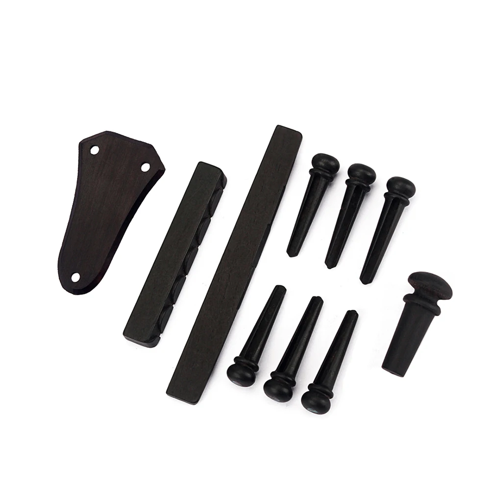 

10 pcs Ebony Guitar Ebony Bridge Pins Truss Rod Cover Saddle Nut Pins Bridge Replacement Parts Natural