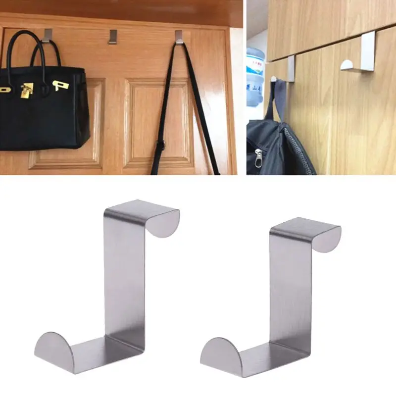 Stainless Steel Over Door Hook Kitchen Cupboard Drawer Cabinet Clothes Holder