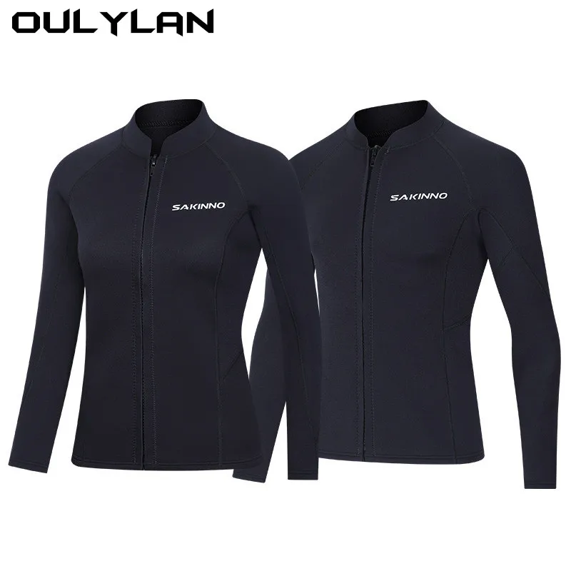 

Oulylan Women Men Top Jacket 2mm Neoprene Top Wetsuit Split Long Sleeve Warm 3mm Diving Pants Women Surf Diving Swimming