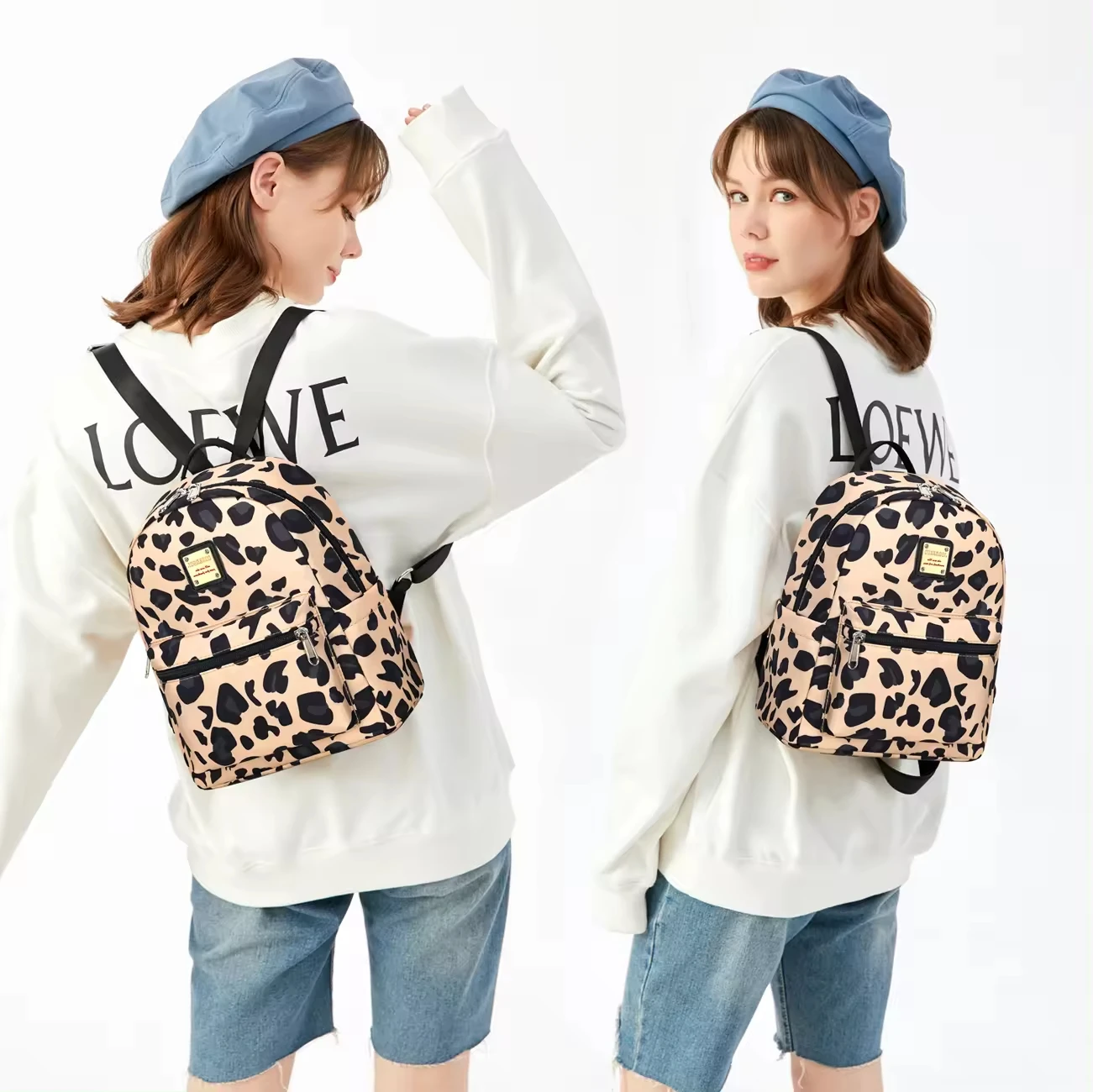 Mini mochila leve com estampa leopardo, mochila casual elegante de alta qualidade, mochila feminina, mochilas escolares de faculdade, 2168