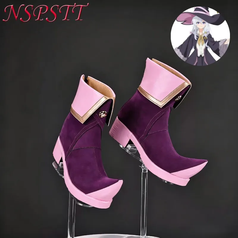 NSPSTT Wandering Witch The Journey of Elaina Cosplay Boots Women Purple Black Ankle High Heel Boots