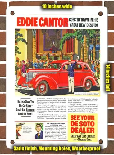 METAL SIGN - 1938 DeSoto with Eddie Cantor - 10x14 Inches