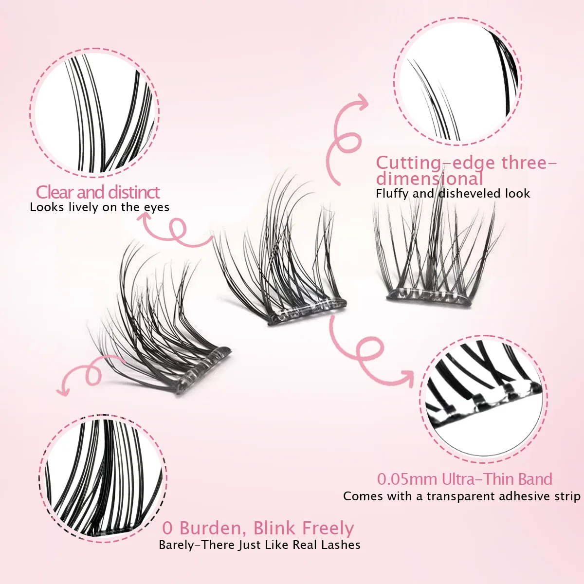 10 rows No Glue Needed Self Adhesive Cluster Lash Diy Adhesive Cluster Lashes Extension Reusable Glue-free Lashes