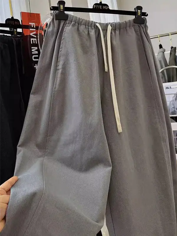 

Мужские повседневные брюки Extra Large 300 Pou Lazy Sle с эластичным поясом, свободные, из чистого хлопка, с широкими штанинами, 9-дюймовые, летние, для отдыха