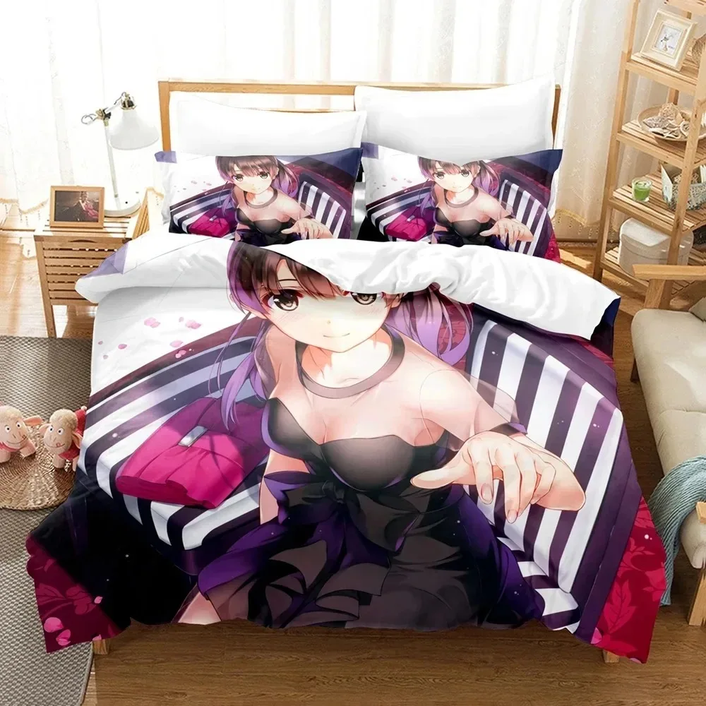 Saekano How to Raise a Boring Girlfriend Bedding Set Double Twin King Duvet Cover Comforter Pillowcase Boys Girls Adults Bedroom