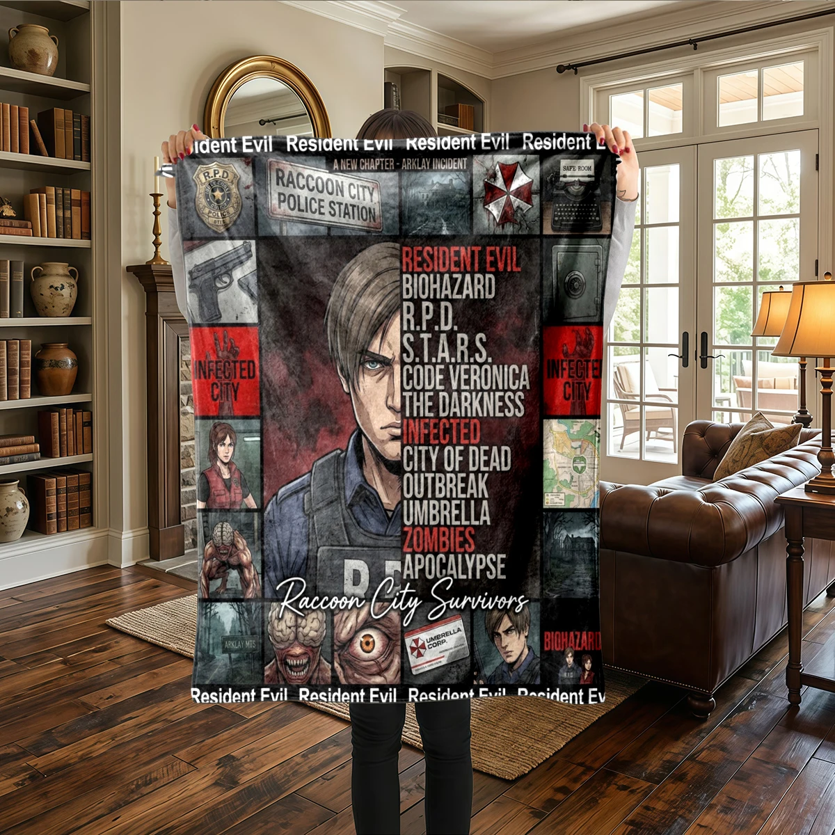 Resident Evil Flannel Blanket Printed Comfortable - Warm, For Bedrooms, Travel -HE53
