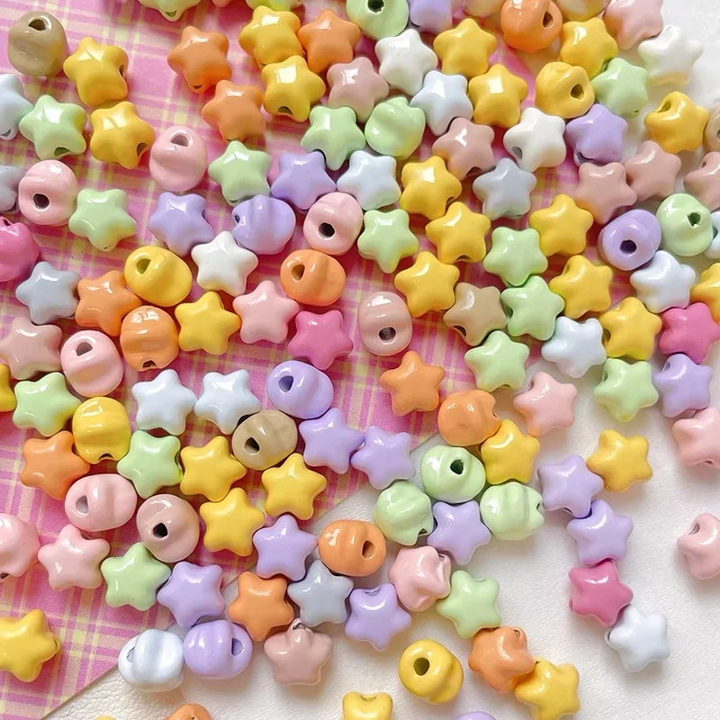 Free shipping 100pcs/lot 7mm color Spray paint cartoon stars shape alloy straight hole beads diy jewelry accessory