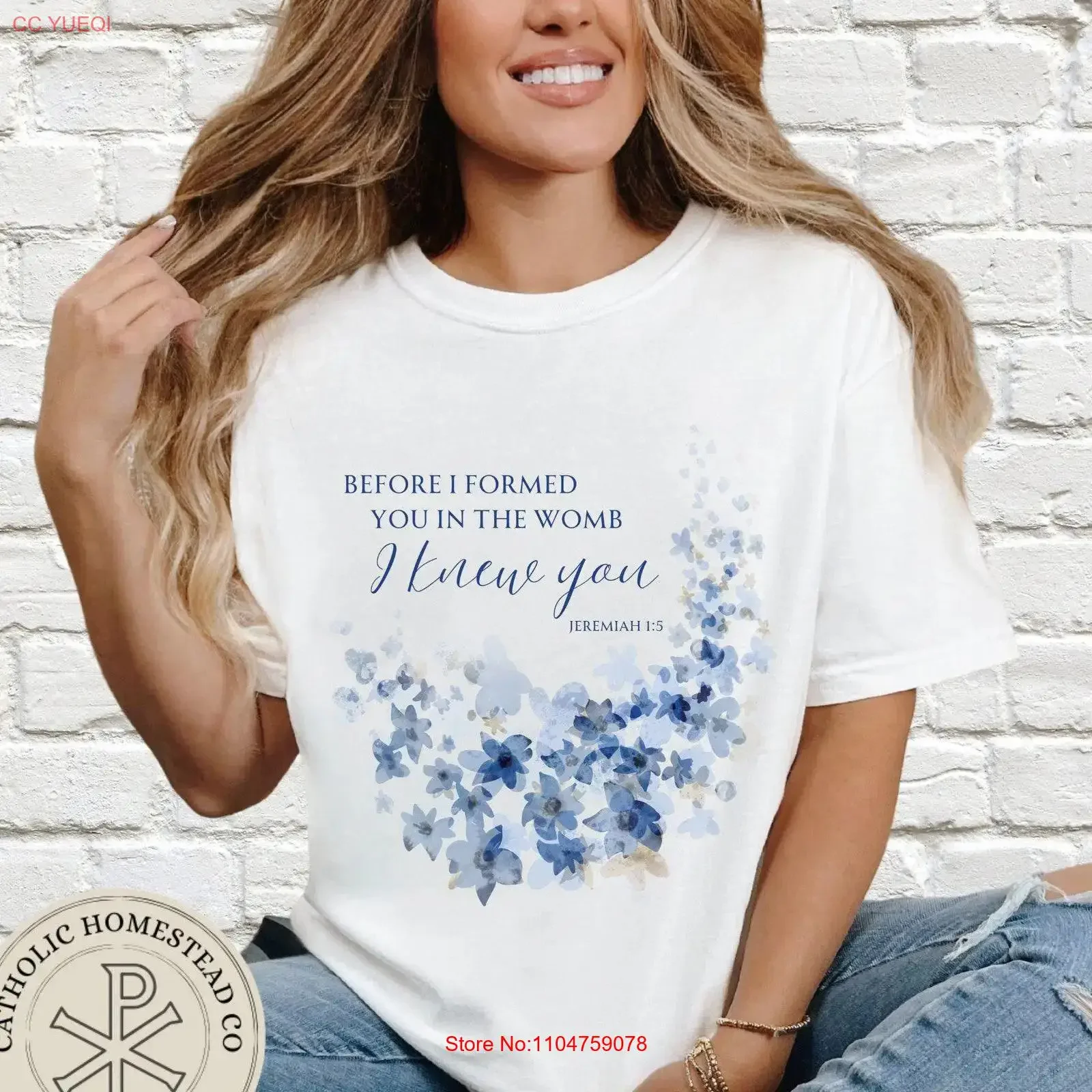 Pro Life Garment Dyed T shirt Biblical Quote Catholic Before I Formed You Clothing vintage Washed Slightly Stylish fashion