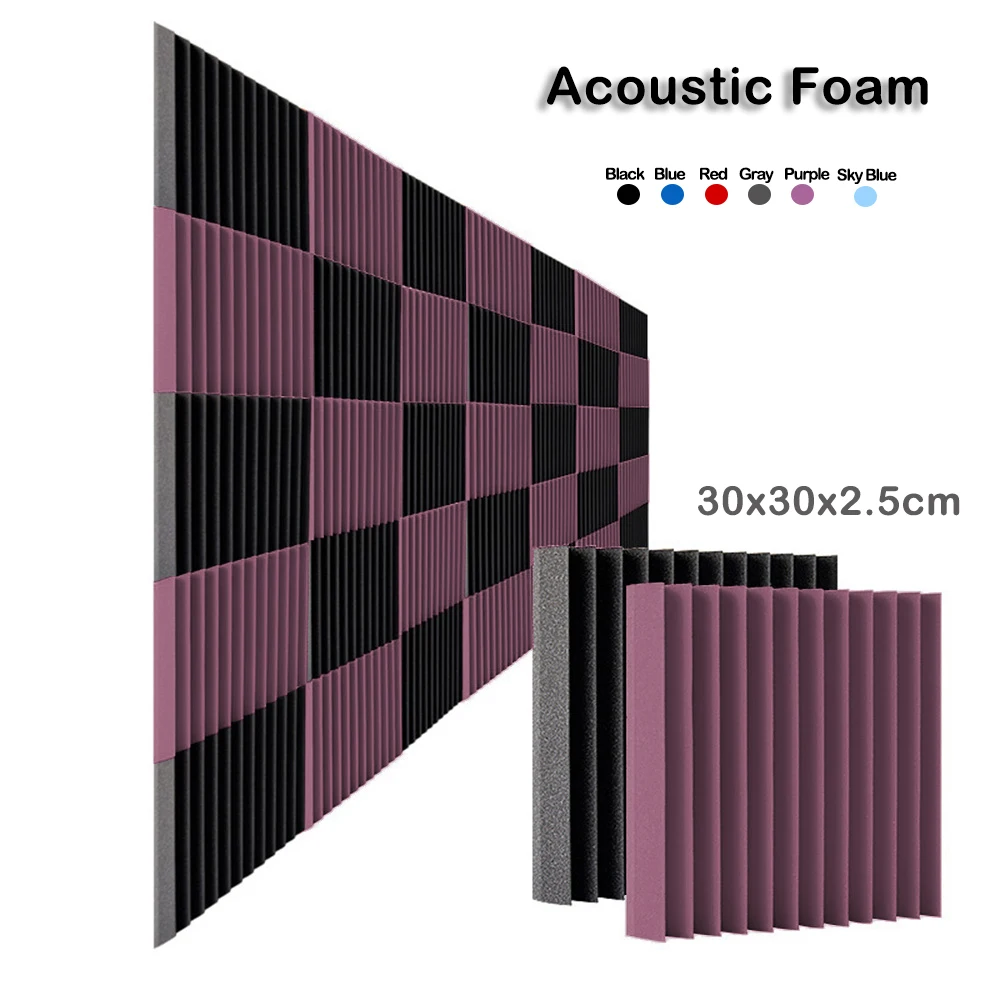 

12/24Pcs 30x30x2.5cm Studio Acoustic Soundproof Sponge Sound-Absorbing Noise Protective Foam KTV Room Sponge Pad Treatment Panel