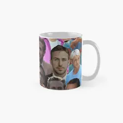 Ryan Gosling Photo Collage Classic  Mug Drinkware Tea Image Photo Simple Coffee Handle Round Cup Printed Design Picture Gifts