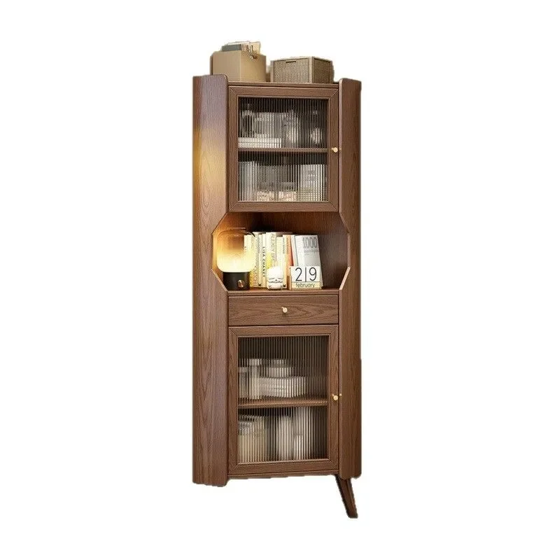 

Solid wood triangular corner cabinet corner cabinet sofa side corner against the wall small shelf living room dining side cabine